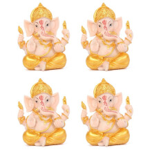 4X Haidianzi Gold Lord Ganesha Buddha Statue Elephant God Sculptures Ganesh Figurines
