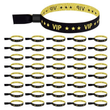 Paquet de 200 Bracelets D'Événement en Tissu VIP, Bracelets en Tissu de Couleur Unie, Bracelets de Couleur pour Activités, Fêtes (Noir)