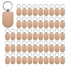 100 Pièces Porte-Clés en Bois Vierge Gravure de Clé Vierges Porte-Clés en Bois Inachevé Porte-Clés Porte-Clés pour Bricolage Artisanat Style 7