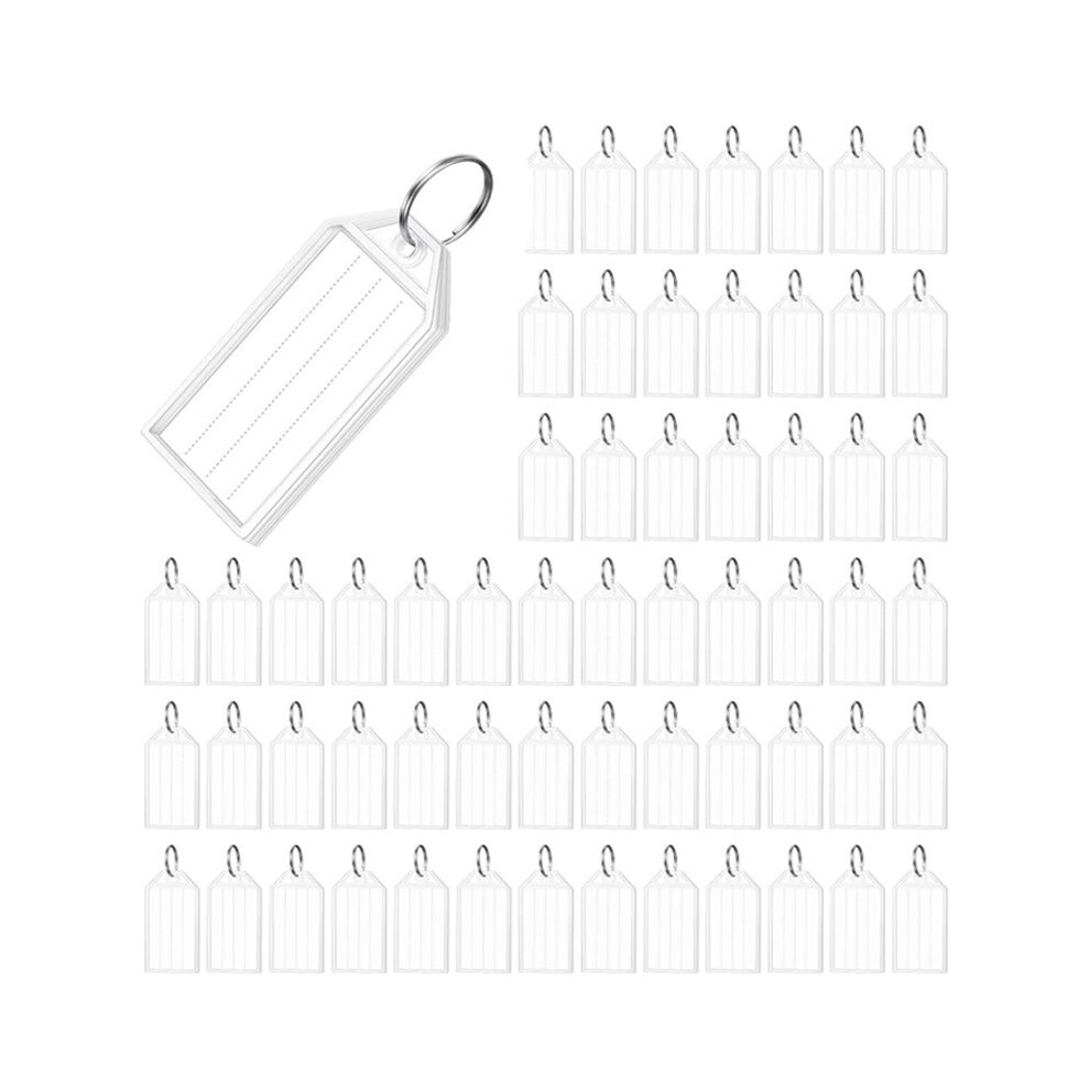 300 Pieces Key Tags 2 Inch Plastic Key Chain Tags With Ruled Blank Paper Labels Transparent Covers And Item Identifiers 4713129124521
