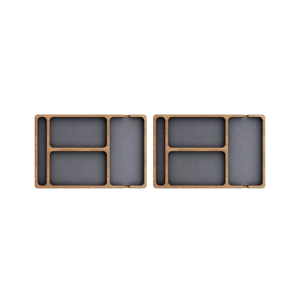 Semoic 2X Wooden Office Desktop Storage Box Solid Wood Partition Storage Box Mobile Phone Headphone Debris Box Wooden Tray