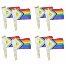 200er-Pack Intersex Progress Gay Pride Stick-Flagge, Kleine -Regenbogen-Handflaggen LGBTQ, 5 X 8 Zoll