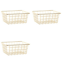 3X Aufbewahrungskorb Solid Color Haushalt Eisenkorb Aufbewahrungsbox Schlafzimmer Badezimmer Gold S