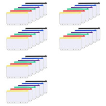 36Pcs A6 6-Hole Binder Pocket Waterproof PVC Budget Envelopes Zipper Binder Pouches for Notebook Planner Journey Binders
