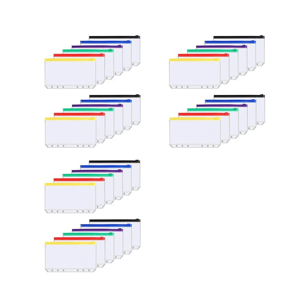 36Pcs A6 6-Hole Binder Pocket Waterproof Pvc Budget Envelopes Zipper Binder Pouches For Notebook Planner Journey Binders 6031934703648
