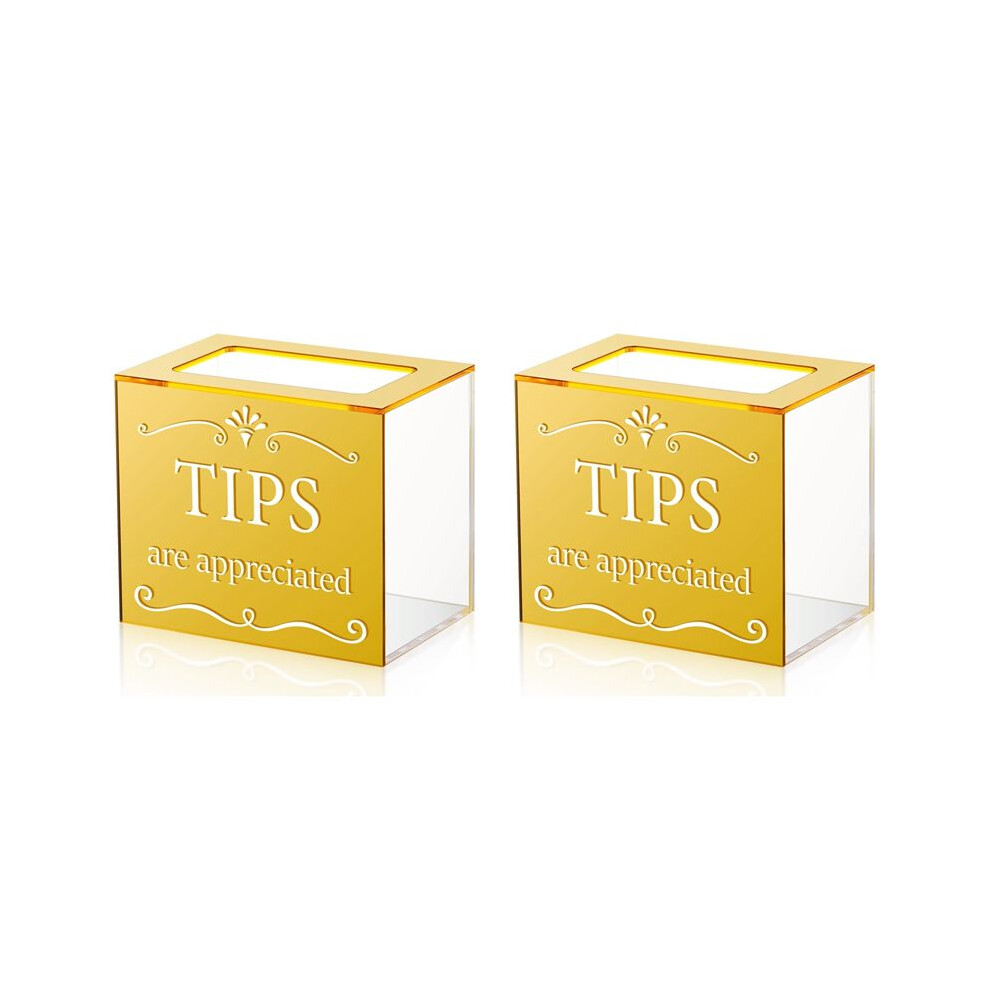 2X Tip Jars For Money Acrylic Tip Cash Box Donation Tip Bucket Storage Container Suggestion Box Raffle Cash Box 6033408985185