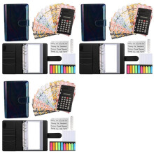 3X A6 Budget Binder, with Zipper Envelopes,Calculator and Card,PU Money Saving Organizer