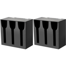 2X Acrylic Utensil Dispenser Cutlery Organizer with 3 Compartment Black Silverware Holder Plastic Flatware