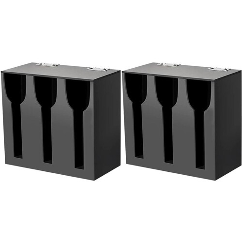 2X Acrylic Utensil Dispenser Cutlery Organizer with 3 Compartment Black Silverware Holder Plastic Flatware