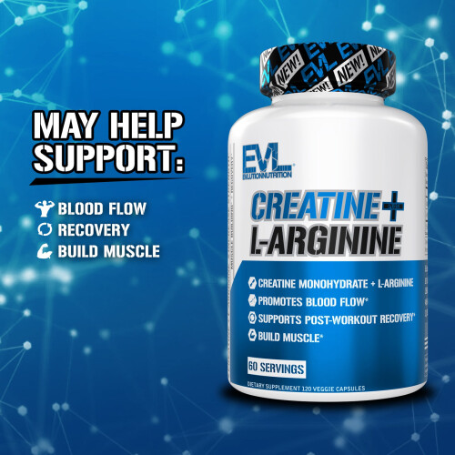 EVLution Nutrition, Κρεατίνη Plus L-Αργινίνη, 120 Βεγέτη Φιαλίδια 2