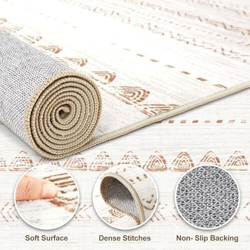Vaskbart polyester løbertæppe 60x1,8 m beige 2