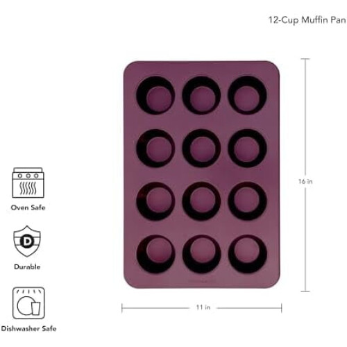 12-Cup Nonstick Aluminized Steel Muffin Pan, Beetroot 1