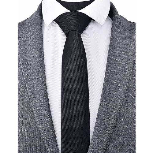 Solid Color Tie Formal Necktie for Men 4 pack（Black、Dark Purple、Navy、Red） 1