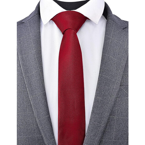 Solid Color Tie Formal Necktie for Men 4 pack（Black、Dark Purple、Navy、Red） 2