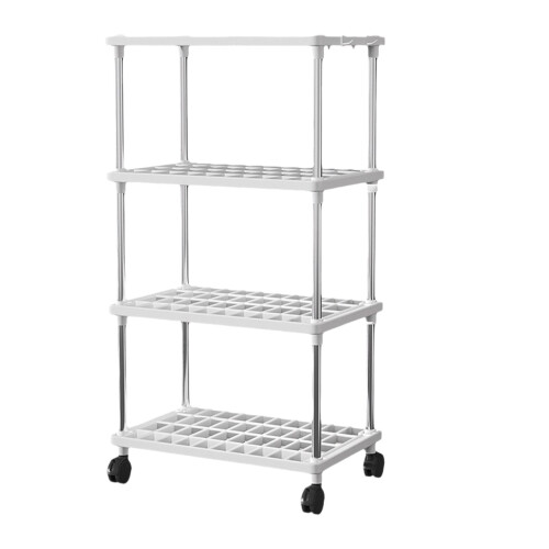 Mobile Storage Rack with Wheels, 4 Hooks, Space-Saving Vertical Design, Sturdy Frame, Durable & Deformation-Resistant – Ideal for Kitchen & Bathroom 1