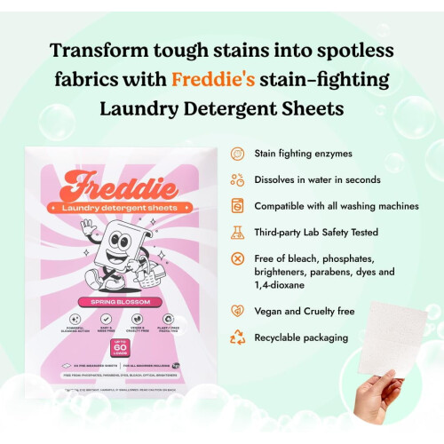 Laundry Detergent Sheets - Recyclable Packaging - No Mess Strips - 60 Loads - Floral Spring Blossom Scent 1