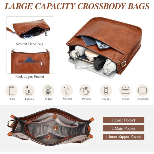 Τσάντα Crossbody για γυναίκες Μοντέρνες τσάντες Hobo από δέρμα Vegan για γυναίκες, τσάντες 1