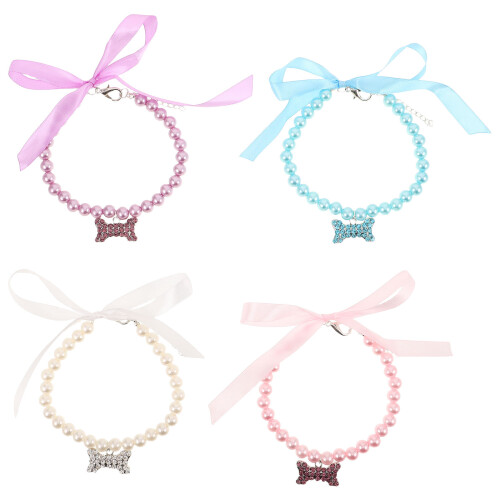 20Pièces Colliers Chat En Avec Perles Pendentif Os Coloré 2