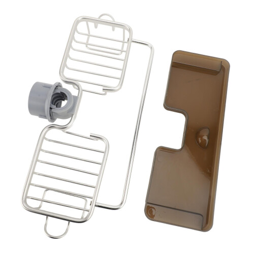 Organizer per rubinetto da cucina in alluminio e plastica, argento