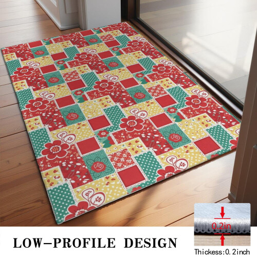 Χαλιά πόρτας Pioneer με floral print, πλενόμενα αντιολισθητικά εσωτερικά χαλάκια, 20"x32", 2