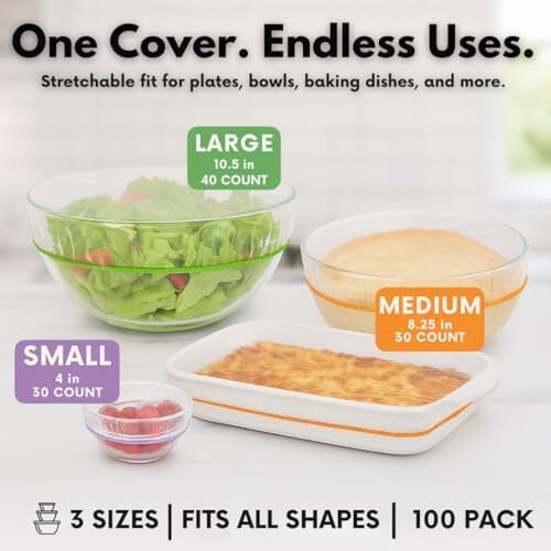 Herbruikbare elastische plastic komdeksels voor voedsel, 100 stuks (verpakking van 3) 1
