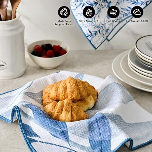 Σετ πετσετών κουζίνας Waffle 2 τεμαχίων, 16"x28", από μικροΐνες γρήγορου στεγνώματος, 1