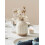 Boho Ceramic Vase 5.4in Rustic White Embossed 5