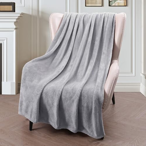 Fleece Throw Blanket 50x60 in Light Grey 1