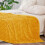 King Size Fleece Blanket – 3D Ribbed Stripe, Mustard 5