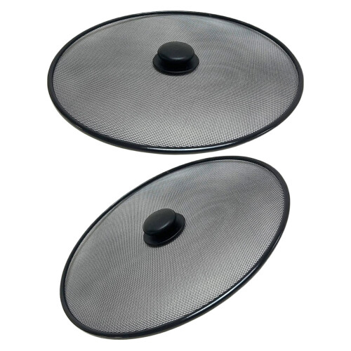 4Pièces Grille Antiéclaboussures Poêle Acier Noir Robuste 1