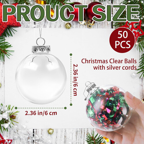 50pcs 6cm Clear Fillable Plastic Ornament Balls 1