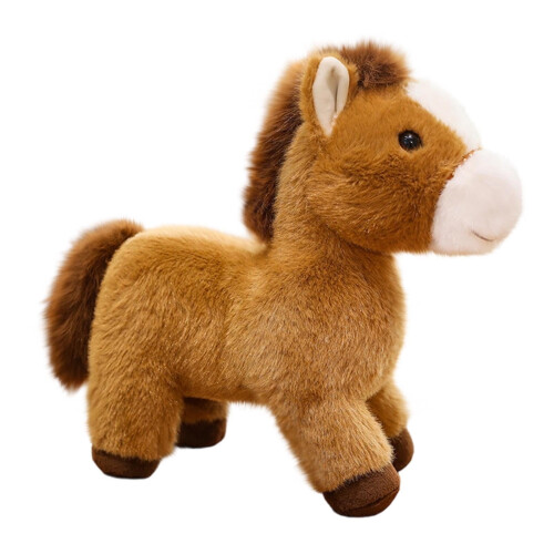 Petit cheval en peluche, doux et câlin, 15 cm 1