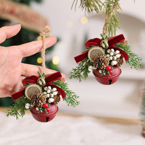 Metal Christmas Bells for Tree Decoration, Red, 14 cm 2