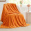 Fleece Blanket Twin Size 60x80 in Orange Jacquard 2