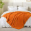Fleece Blanket Twin Size 60x80 in Orange Jacquard 5