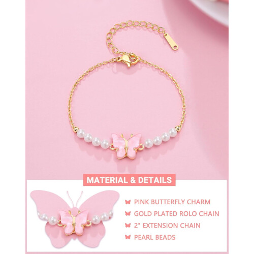 Bracciale a farfalla con 8 perle per ragazze 2