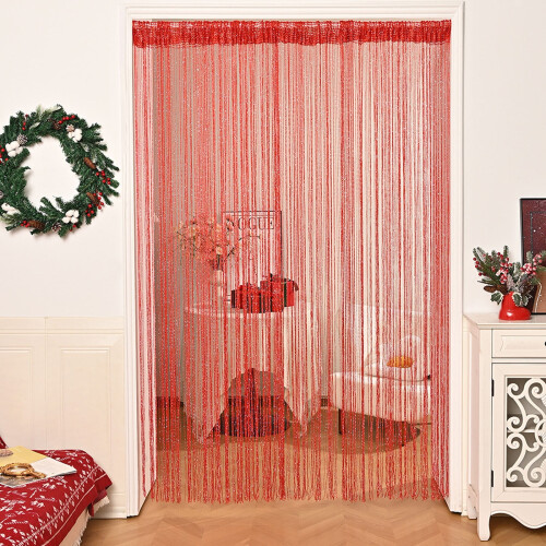 Flat Silver Thread Beaded Curtain with Tassels Polyester 1 1