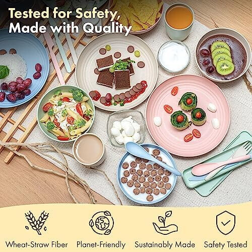 Wheat Straw Kids Dinnerware Set – BPA Free, Dishwasher 2