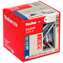 fischer DuoHM Hohlraumdübel 5 x 55 mit Schrauben S PZ 25 Stück