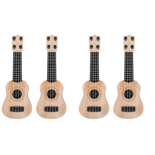 4St Plastic Ukulele Beige Kind Instrument Decoratieve Speelgoed 1