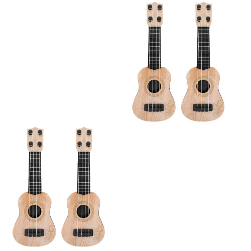 4St Plastic Ukulele Beige Kind Instrument Decoratieve Speelgoed 2