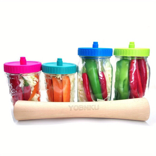 Πίπες ζύμωσης για βάζα Mason EASTIN4Pack - Καπάκια ζύμωσης με αεροφράκτη Καπάκια ζύμωσης 1