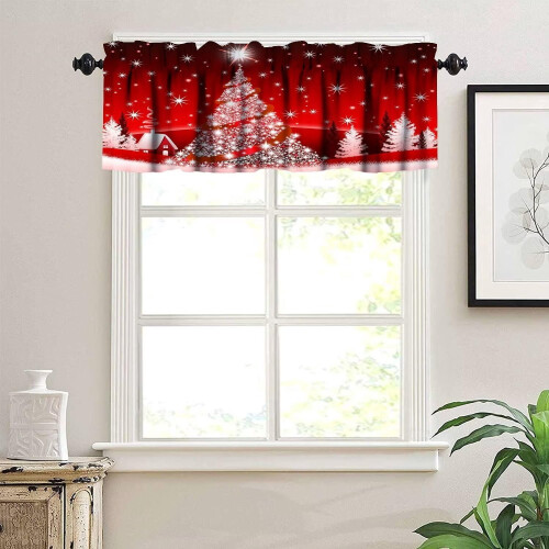 Red Snowflake Christmas Valance 54 x 18 in 1