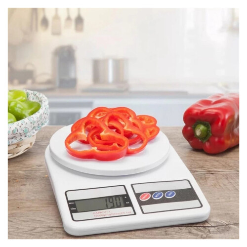 Digital Kitchen Scale 10kg x 1g White ABS LCD 1