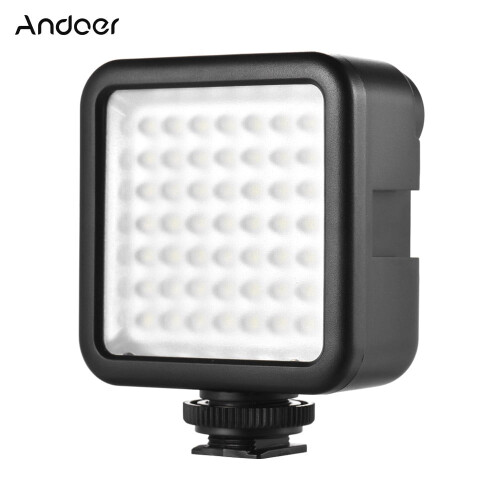 Lights Andoer W49 Mini Interlock Camera LED Panel Light Dimmable Camcorder Video Lighting With Shoe Mount Adapter For A7 DSLR 1