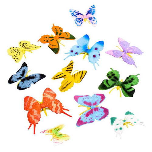 Plastic insecten actiefiguren, vlindermodel, 12 stuks 2