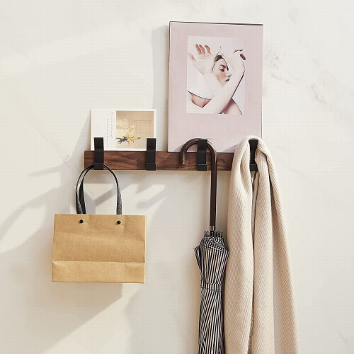 4-Piece Walnut Wood Wall Coat Hooks – Heavy-Duty 2