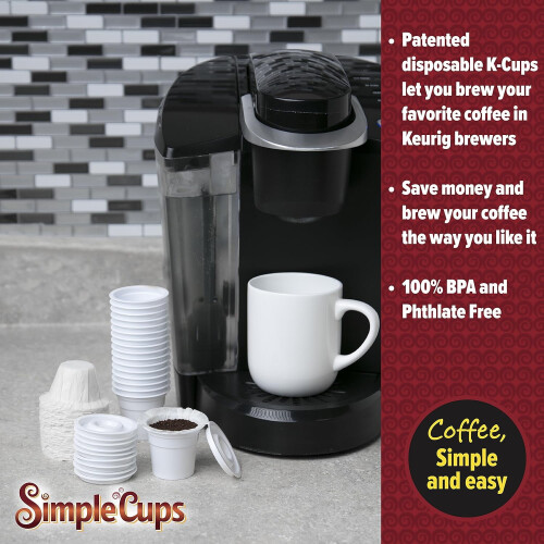 SIMPLECUPS Ποτήρια μιας χρήσης (50 τεμάχια) + Καπάκια & Φίλτρα – Συμβατά με Keurig, K-Cup και 1