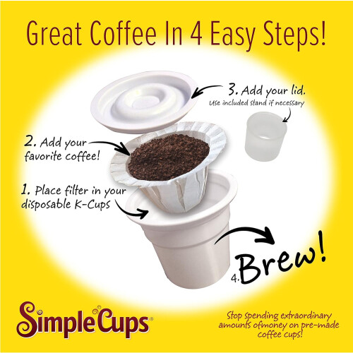 SIMPLECUPS Ποτήρια μιας χρήσης (50 τεμάχια) + Καπάκια & Φίλτρα – Συμβατά με Keurig, K-Cup και 2