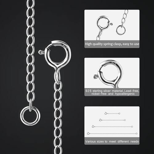 Prolunghe per collana in argento sterling, 4 pezzi, da 1 a 4 pollici 2
